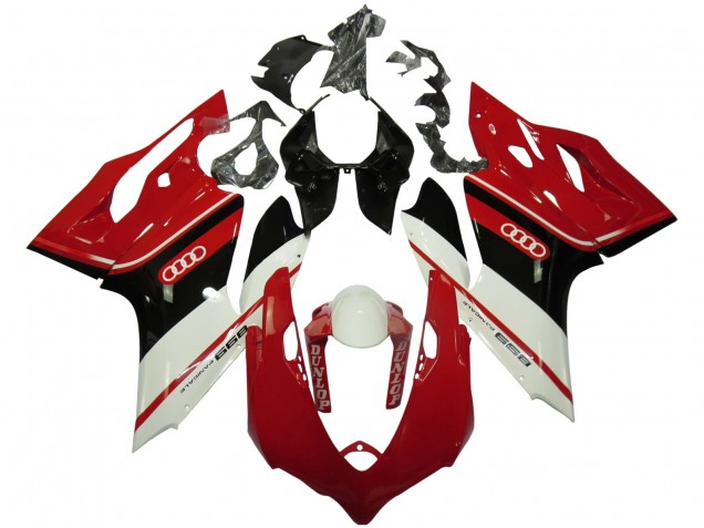 Mejores Carenados Moto Ducati Panigale 899 2011-2014 - Blanco Rojo Negro Brillante Dunlop