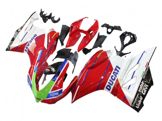 Mejores Carenados Moto Ducati Panigale 899/1199 2011-2014 - Blanco Rojo Verde Azul Negro Brillante Flex-Box