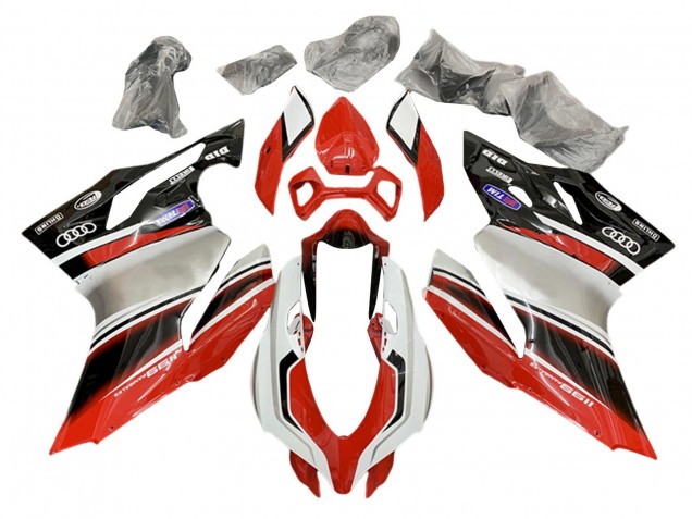 Mejores Carenados Moto Ducati 1199 2011-2014 - Plata Rojo Negro Brillante