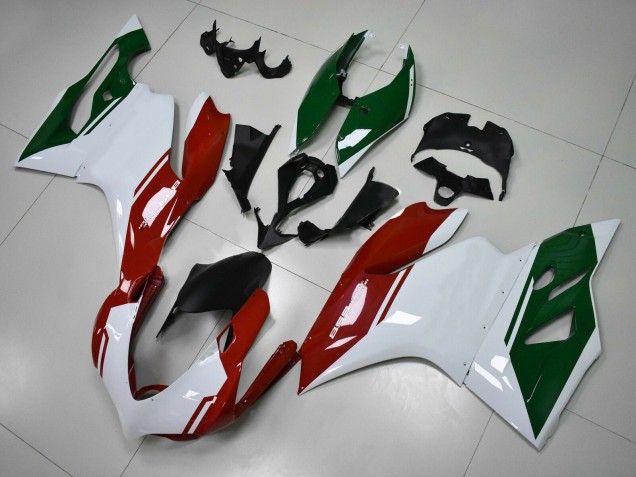 Mejores Carenados Moto Ducati Panigale 899 2011-2014 - Blanco Rojo Verde Oscuro