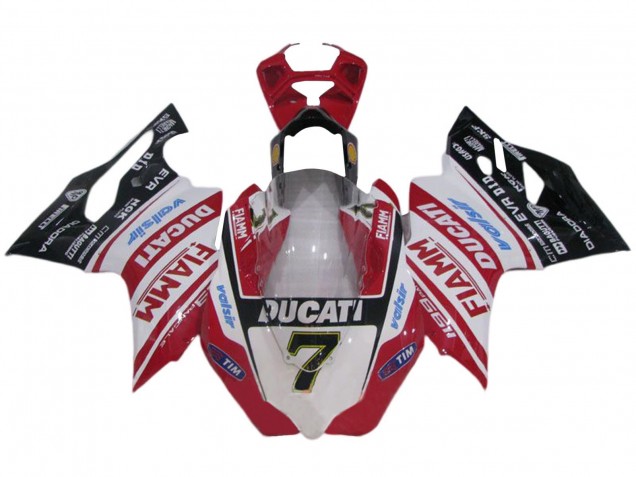 Mejores Carenados Moto Ducati 1199 2011-2014 - Blanco Rojo Negro Brillante Fiamm Valsir 7