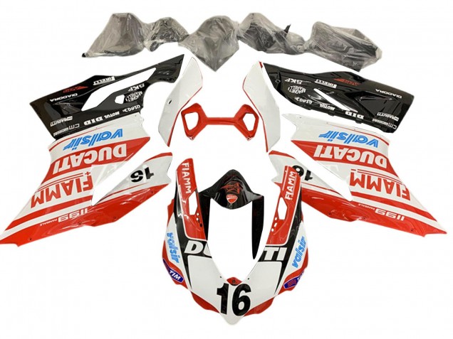 Mejores Carenados Moto Ducati Panigale 1199 2011-2014 - Blanco Rojo Negro Brillante Valsir Fiamm Ficc 16