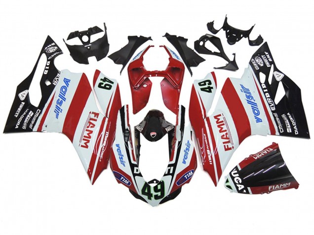Mejores Carenados Moto Ducati 1199 2011-2014 - Blanco Rojo Negro Brillante Valsir Fiamm 49