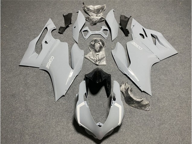 Mejores Carenados Moto Ducati 1199 2011-2014 - Nardo Gris Claro Blanco Corse