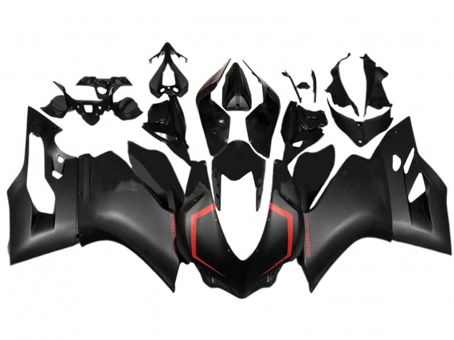 Mejores Carenados Moto Ducati 1299 2015-2020 - Negro FibraCarbono Estilo Rojo