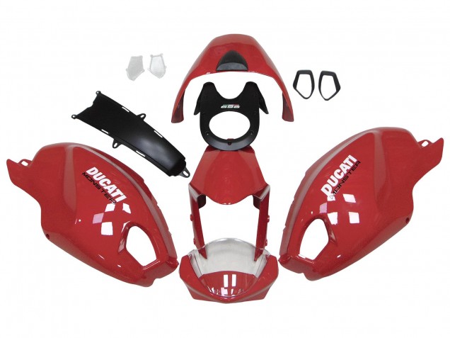 Mejores Carenados Moto Ducati Monster 696 796 1100 1100S 2008-2012 - Rojo Blanco