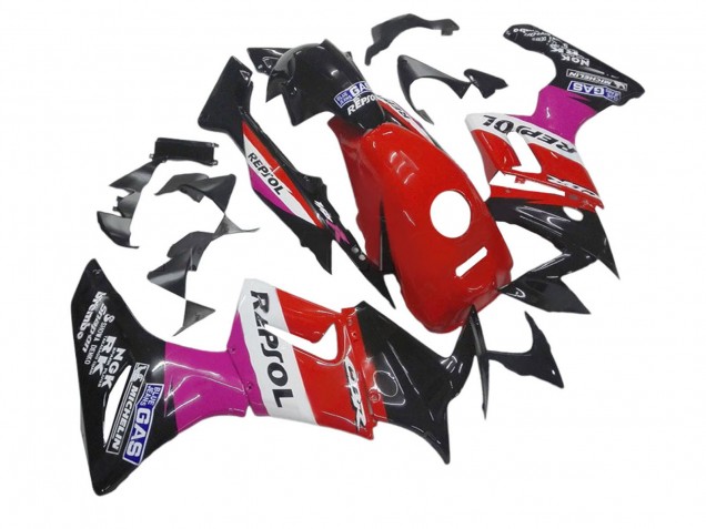 Mejores Carenados Moto Honda CBR125R 2002-2006 - Rosa Blanco Rojo Negro Brillante Repsol Michelin
