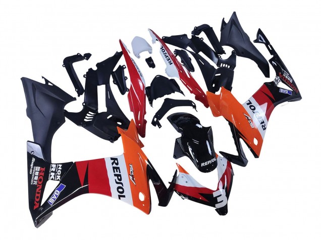 Mejores Carenados Moto Honda CBR500R 2013-2015 - Naranja Blanco Rojo Negro Brillante Repsol 3