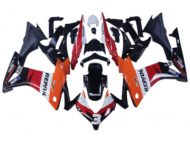Mejores Carenados Moto Honda CBR500R 2013-2015 - Naranja Blanco Rojo Negro Brillante Repsol 3