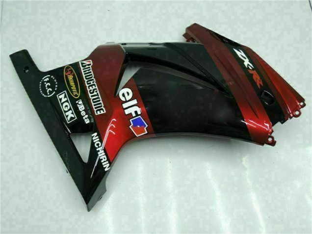 Mejores Carenados Moto Kawasaki EX250 2008-2012 - Negro Brillante Rojo Granate