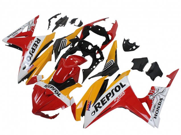 Mejores Carenados Moto Honda CBR500R 2016-2018 - Amarillo Blanco Rojo Repsol HRC