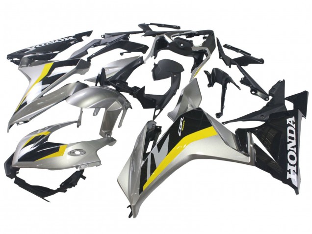 Mejores Carenados Moto Honda CBR500R 2022-2023 - Plata Amarillo Negro Brillante