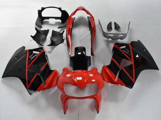 Mejores Carenados Moto Honda VFR 800 1998-2001 - Rojo Negro Brillante Raya