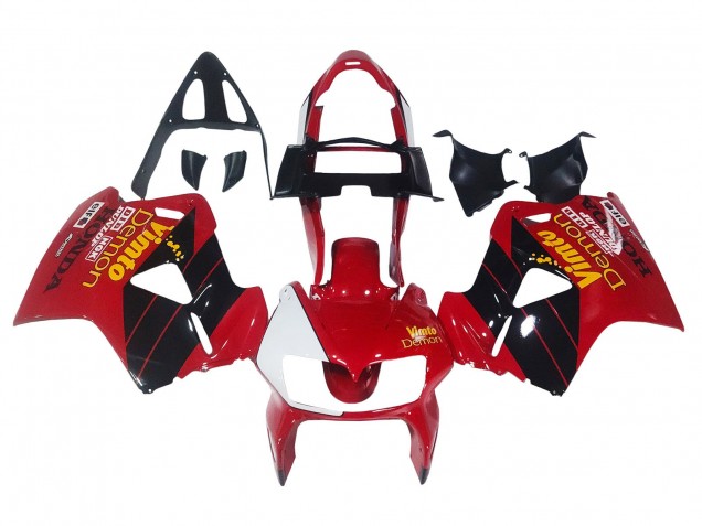 Mejores Carenados Moto Honda VFR 800 1998-2001 - Rojo Blanco Negro Brillante Vimto