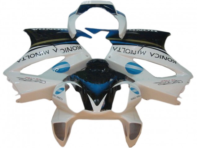 Mejores Carenados Moto Honda VFR 800 2002-2013 - Blanco Azul Negro Konica Minolta