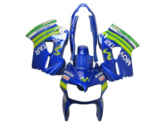 Mejores Carenados Moto Honda VFR 800 2002-2013 - Azul Verde Blanco MoviStar Castrol