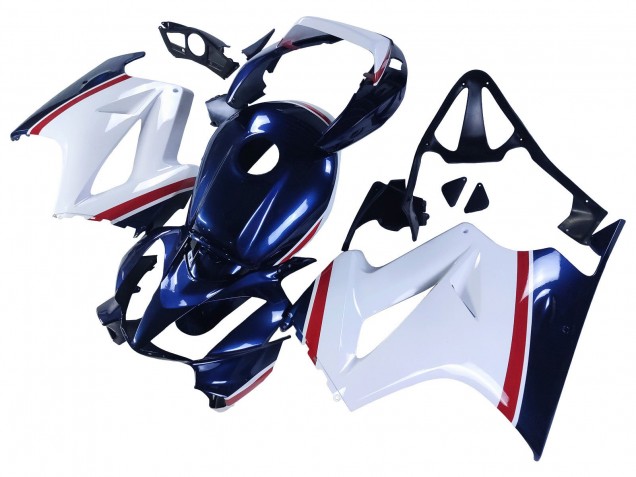 Mejores Carenados Moto Honda VFR 800 2002-2013 - Blanco Rojo Azul Oscuro