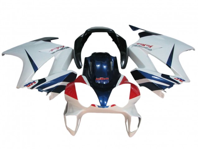 Mejores Carenados Moto Honda VFR 800 2002-2013 - Blanco Rojo Azul Oscuro HRC