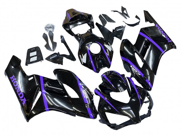 Mejores Carenados Moto Honda CBR1000RR 2004-2005 - Negro Brillante Púrpura Raya