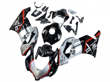 Mejores Carenados Moto Honda CBR1000RR 2004-2005 - Plata Negro Brillante Rojo Raya