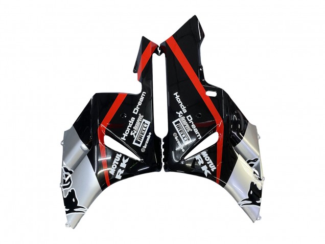 Mejores Carenados Moto Honda CBR1000RR 2004-2005 - Plata Negro Brillante Rojo Raya