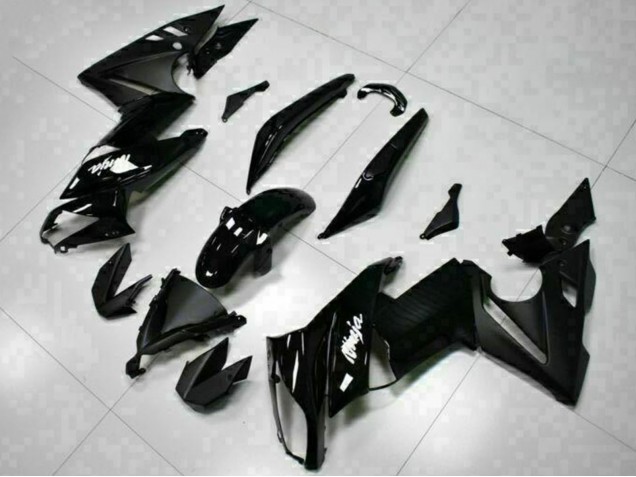 Mejores Carenados Moto Kawasaki EX650 2009-2011 - Negro Brillante Blanco Calcomanía