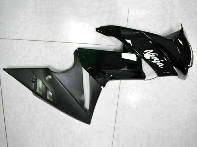 Mejores Carenados Moto Kawasaki EX650 2009-2011 - Negro Brillante Blanco Calcomanía