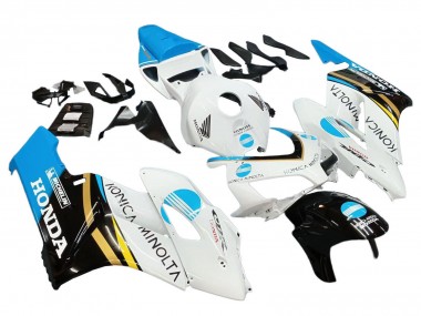 Mejores Carenados Moto Honda CBR1000RR 2004-2005 - Blanco Azul Claro Amarillo Negro Konica Minolta