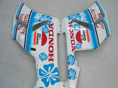 Mejores Carenados Moto Honda CBR1000RR 2004-2005 - Blanco Azul Nieve Nastro Azzurro 46