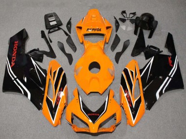 Mejores Carenados Moto Honda CBR1000RR 2004-2005 - Naranja Blanco Negro Brillante Raya