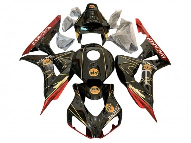 Mejores Carenados Moto Honda CBR1000RR 2006-2007 - Negro Brillante Rojo Oro BACARDI