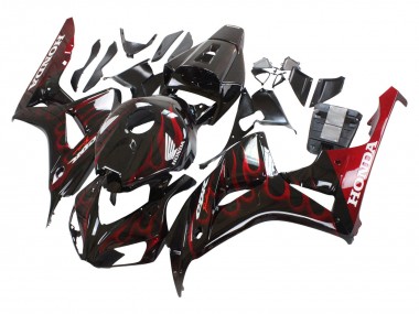 Mejores Carenado Moto Honda CBR1000RR 2006-2007 - Negro Brillante Rojo Llama