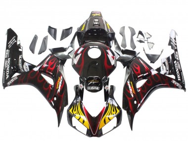 Mejores Carenados Moto Honda CBR1000RR 2006-2007 - Negro Brillante Amarillo Rojo Llama