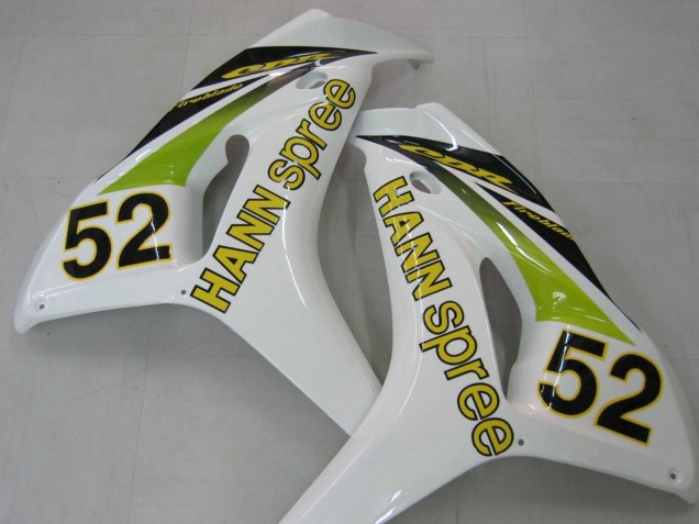 Mejores Carenados Moto Honda CBR1000RR 2006-2007 - Blanco Verde Negro Brillante Hannspree 52