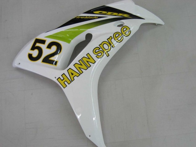 Mejores Carenados Moto Honda CBR1000RR 2006-2007 - Blanco Verde Negro Brillante Hannspree 52