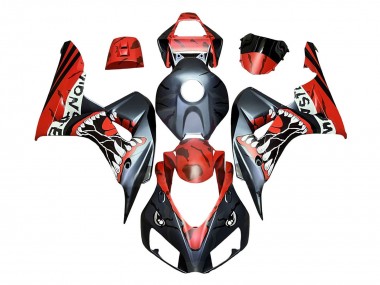 Mejores Carenados Moto Honda CBR1000RR 2006-2007 - Rojo Negro Mate Monstruo Tiburón