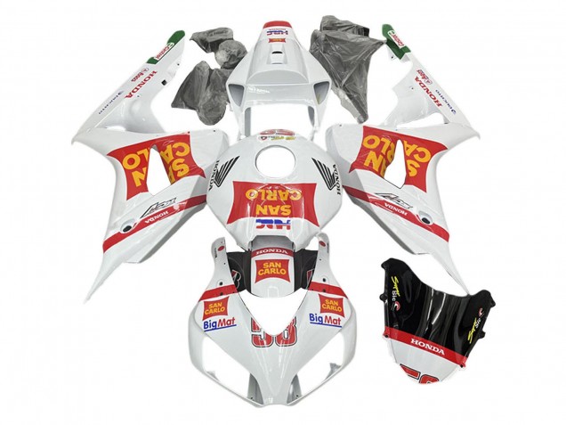 Mejores Carenados Moto Honda CBR1000RR 2006-2007 - Blanco Rojo San Carlo