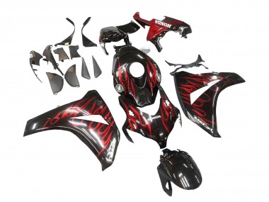 Mejores Carenado Moto Honda CBR1000RR 2008-2011 - Negro Brillante Rojo Llama