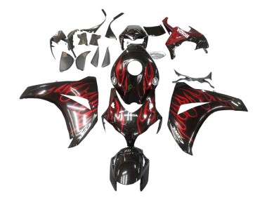 Mejores Carenado Moto Honda CBR1000RR 2008-2011 - Negro Brillante Rojo Llama