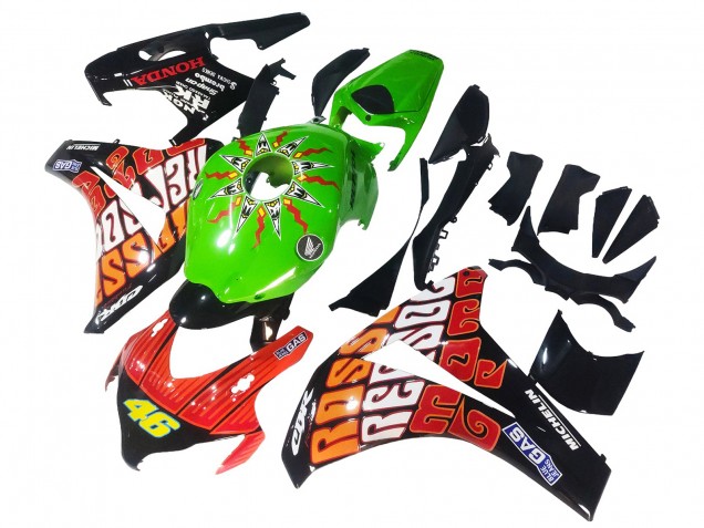 Mejores Carenados Moto Honda CBR1000RR 2008-2011 - Verde Naranja Negro Brillante Rossi Michelin 46