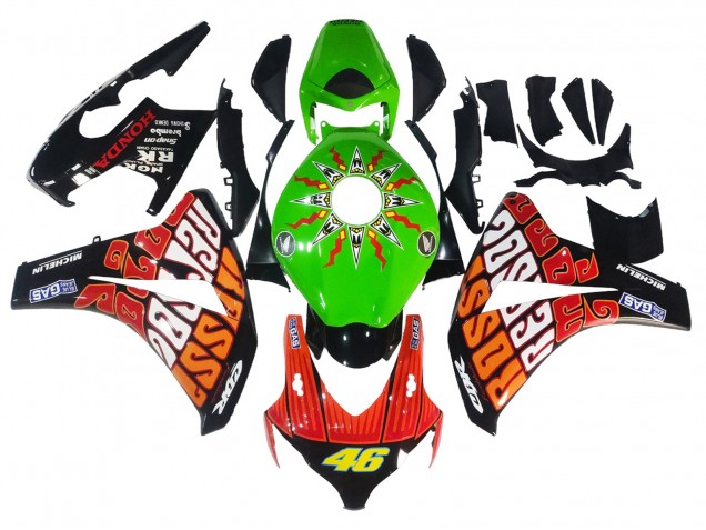 Mejores Carenados Moto Honda CBR1000RR 2008-2011 - Verde Naranja Negro Brillante Rossi Michelin 46