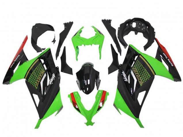 Mejores Carenados Moto Kawasaki Ninja 300 EX300R 2013-2024 - Verde Rojo Negro Honeycomb
