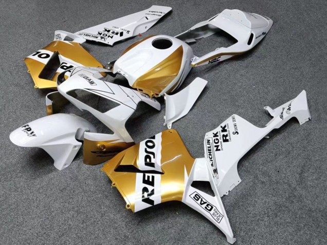 Mejores Carenados Moto Honda CBR600RR 2003-2004 - Blanco Oro Negro Repsol