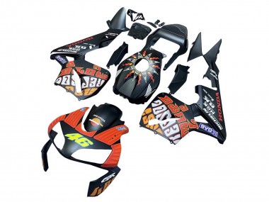 Mejores Carenados Moto Honda CBR600RR 2003-2004 - Negro Mate Naranja Repsol Rossi 46