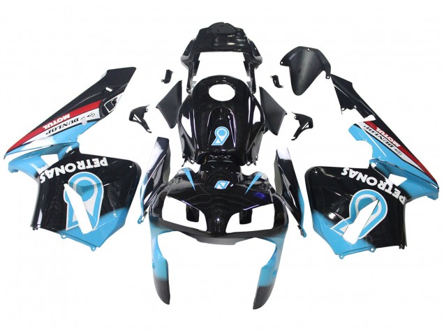 Mejores Carenados Moto Honda CBR600RR 2003-2004 - Azul Claro Rojo Negro Brillante Dunlop