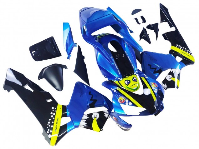 Mejores Carenados Moto Honda CBR600RR 2003-2004 - Azul Neon Amarillo Negro Brillante Tiburón