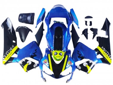 Mejores Carenados Moto Honda CBR600RR 2003-2004 - Azul Neon Amarillo Negro Brillante Tiburón