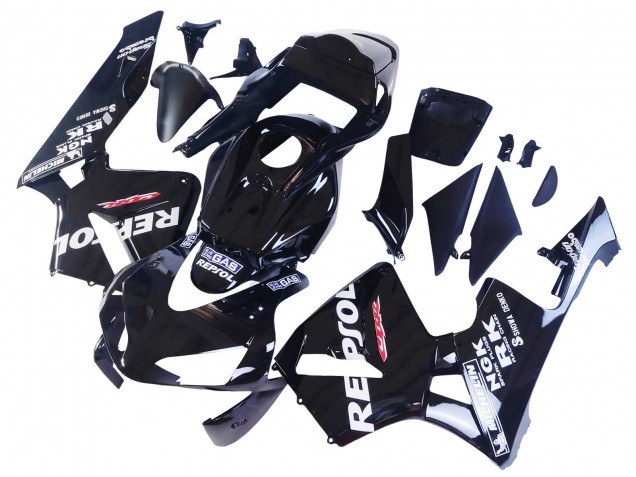 Mejores Carenados Moto Honda CBR600RR 2003-2004 - Negro Brillante Blanco Repsol