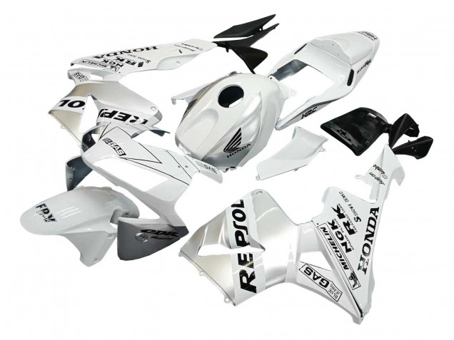Mejores Carenados Moto Honda CBR600RR 2003-2004 - Blanco Plata Negro Repsol