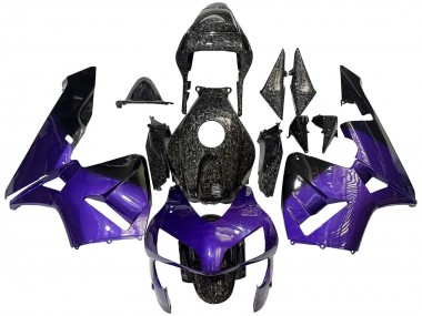 Mejores Carenados Moto Honda CBR600RR 2003-2004 - Púrpura Negro Falsificado FibraCarbono